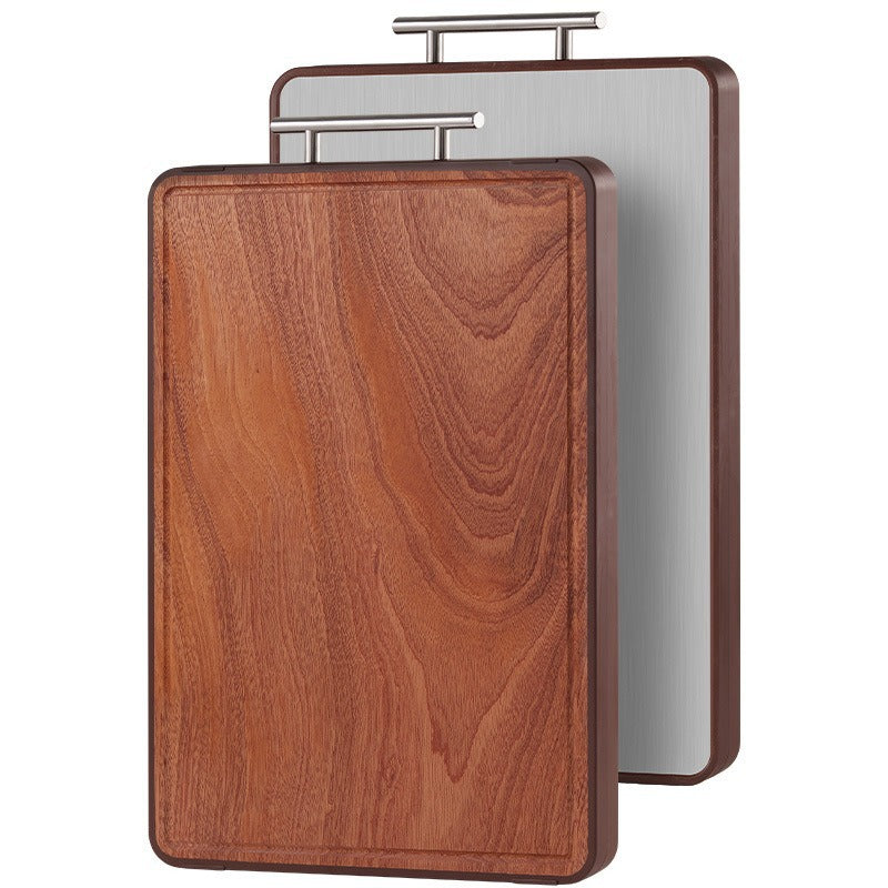 لوح التقطيع الفاخر بوجهين: خشب الأبنوس وستانلس ستيل