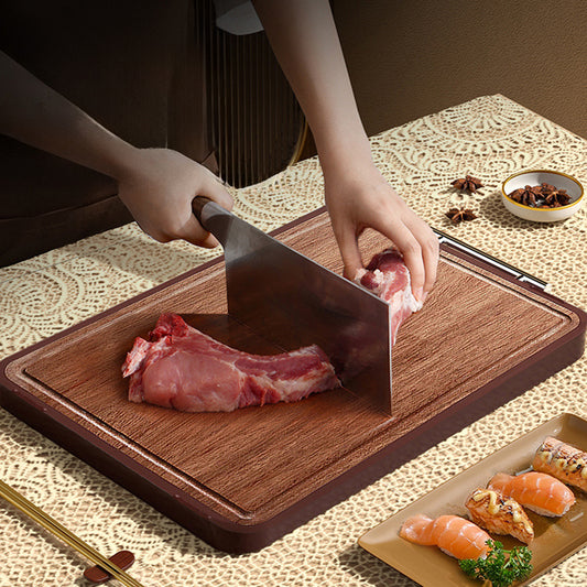 لوح التقطيع الفاخر بوجهين: خشب الأبنوس وستانلس ستيل