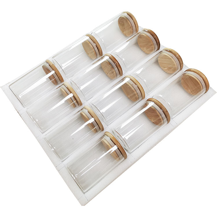 طقم أوعية تخزين المطبخ من الزجاج والخيزران عدد (10) قطع