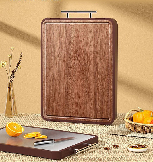 لوح التقطيع الفاخر بوجهين: خشب الأبنوس وستانلس ستيل