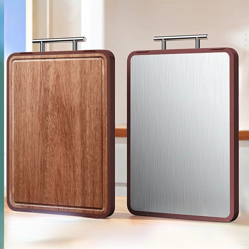 لوح التقطيع الفاخر بوجهين: خشب الأبنوس وستانلس ستيل