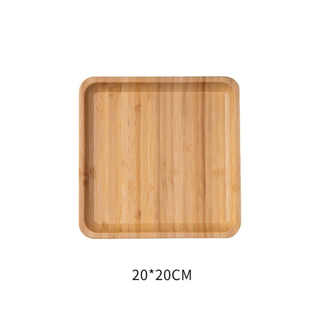 طبق "الخيزران المستدام" المربع للرحلات والمنزل عدد (5) قطع