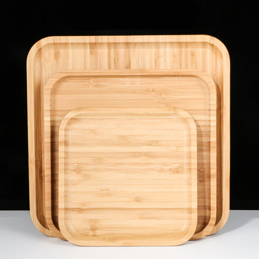 طبق "الخيزران المستدام" المربع للرحلات والمنزل عدد (5) قطع